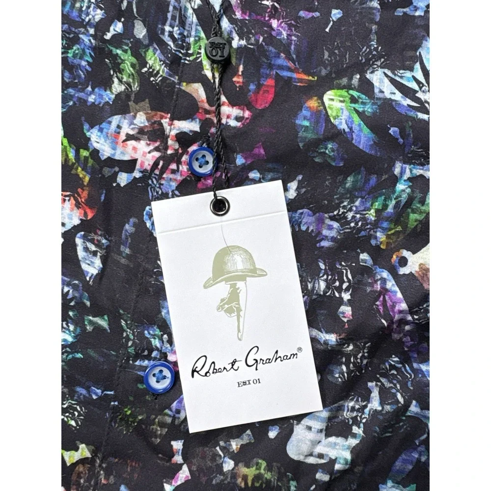 New Robert Graham Mens XS Highland 2 Long Sleeve Shirt Colorful Abstract Art